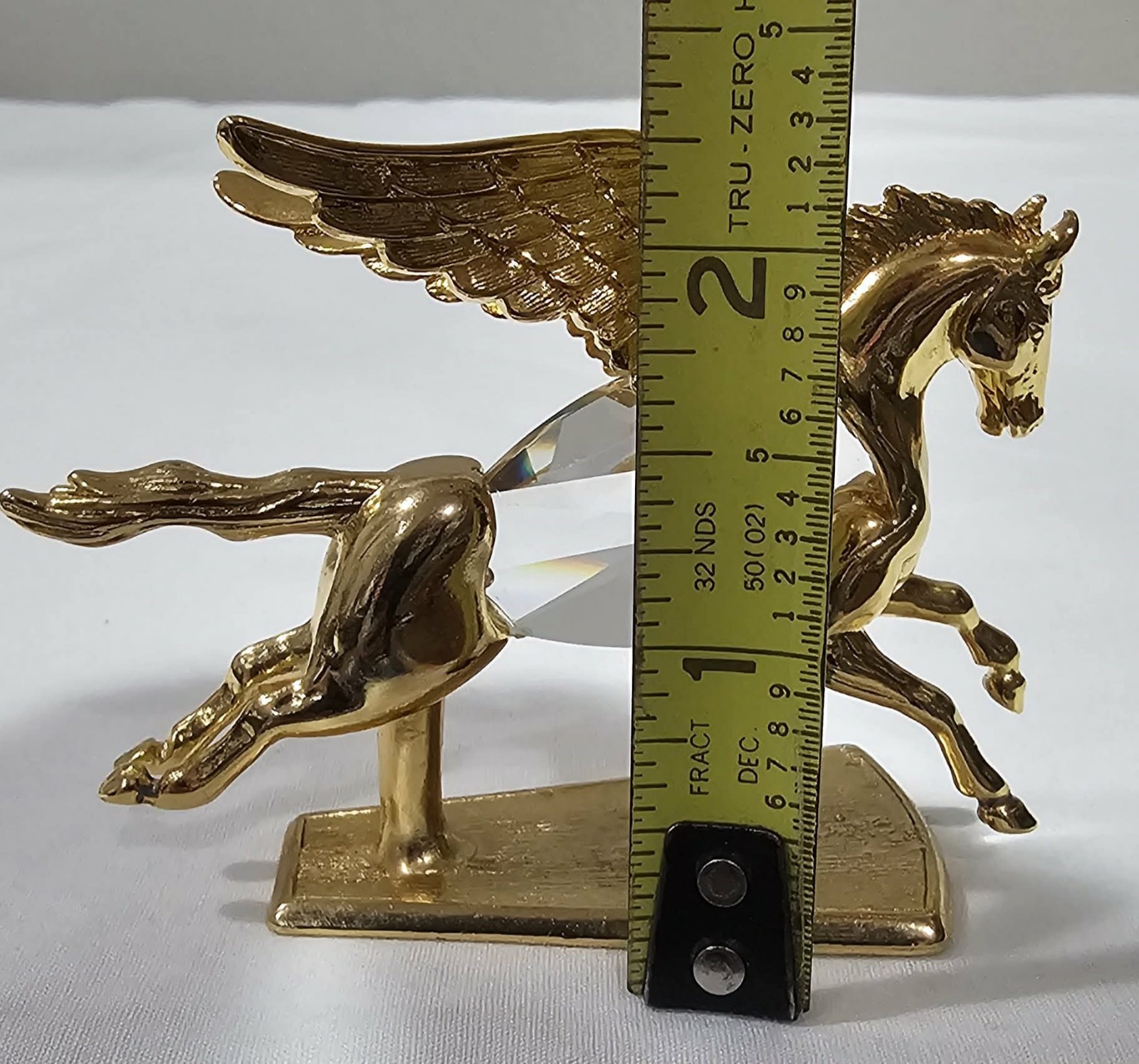 Vintage 1984 Manono Pegasus Flying Horse Gold Tone W/Crystal Body NICE