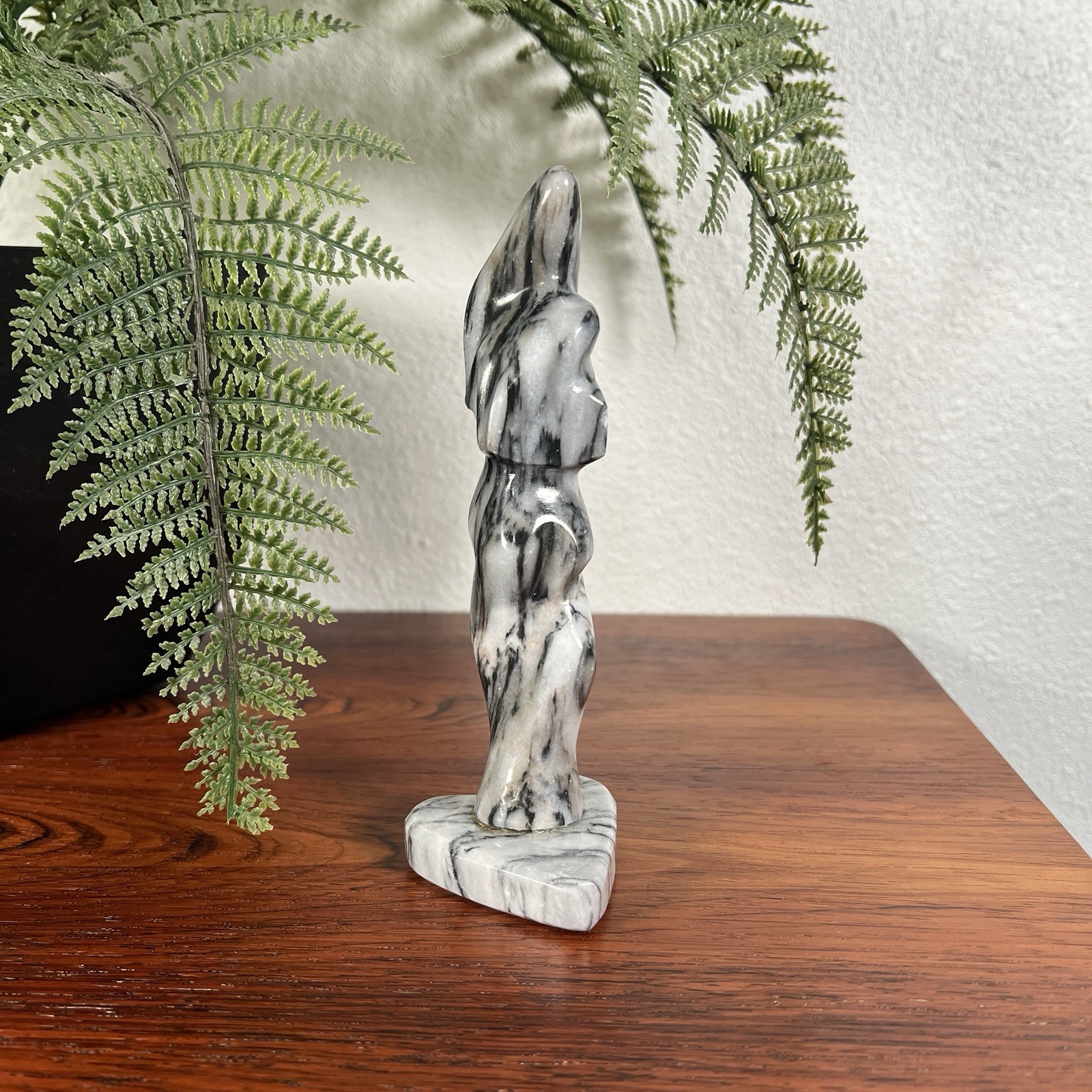 Vintage Marble Natural Stone Abstract Woman Holding Child Figurine Sculpture