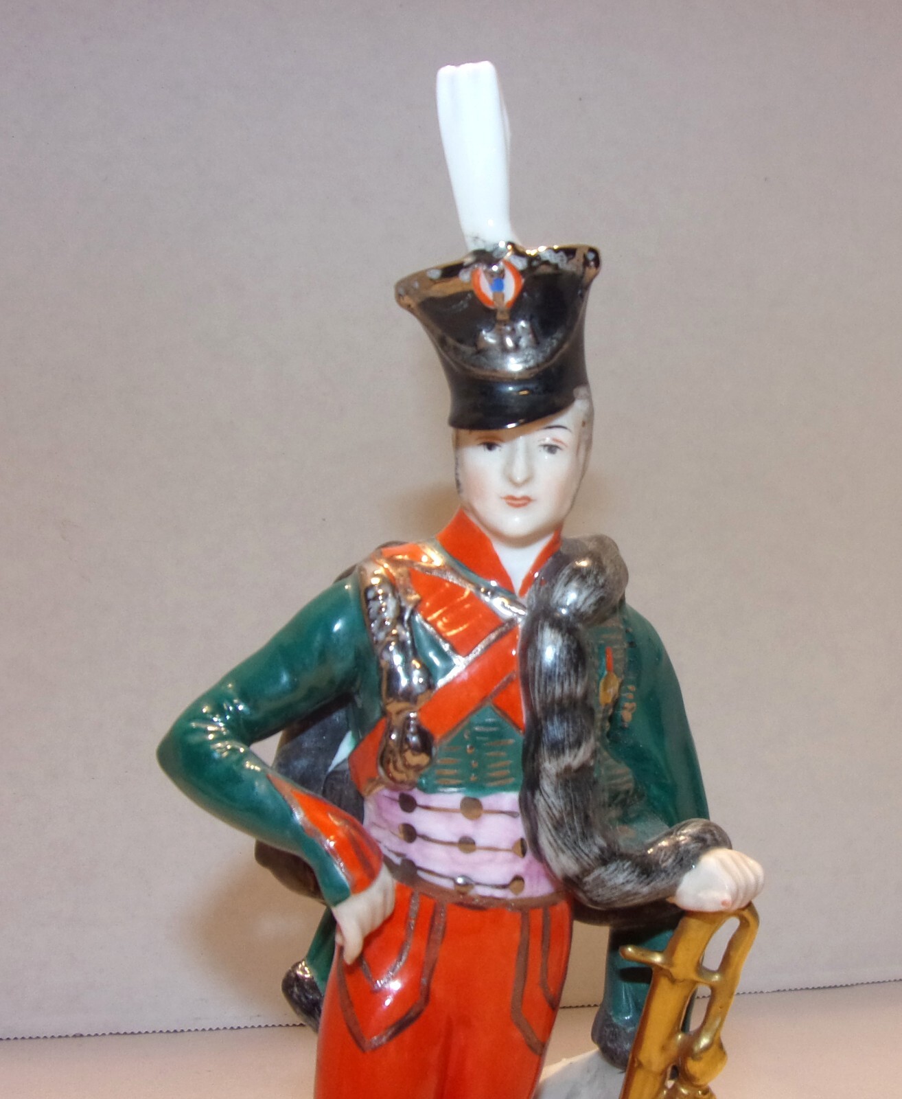 Vintage Dresden Napoleon Husarenoffz Porcelain Figurine 8″