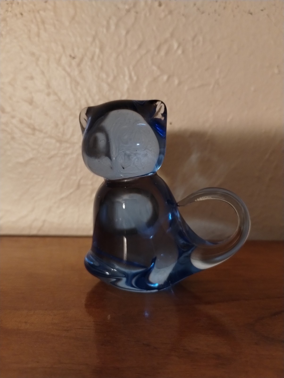 SET OF SIX CLEAR BLUE GLASS FIGURINES PAPERWEIGHTS ANIMALS