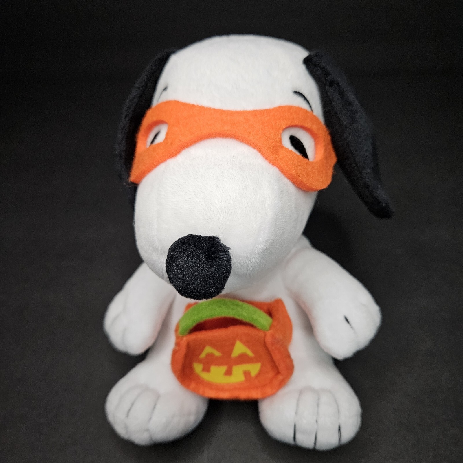 Hallmark Peanuts Snoopy Plush Halloween Trick Treat Orange Pumpkin Mask Stuffed