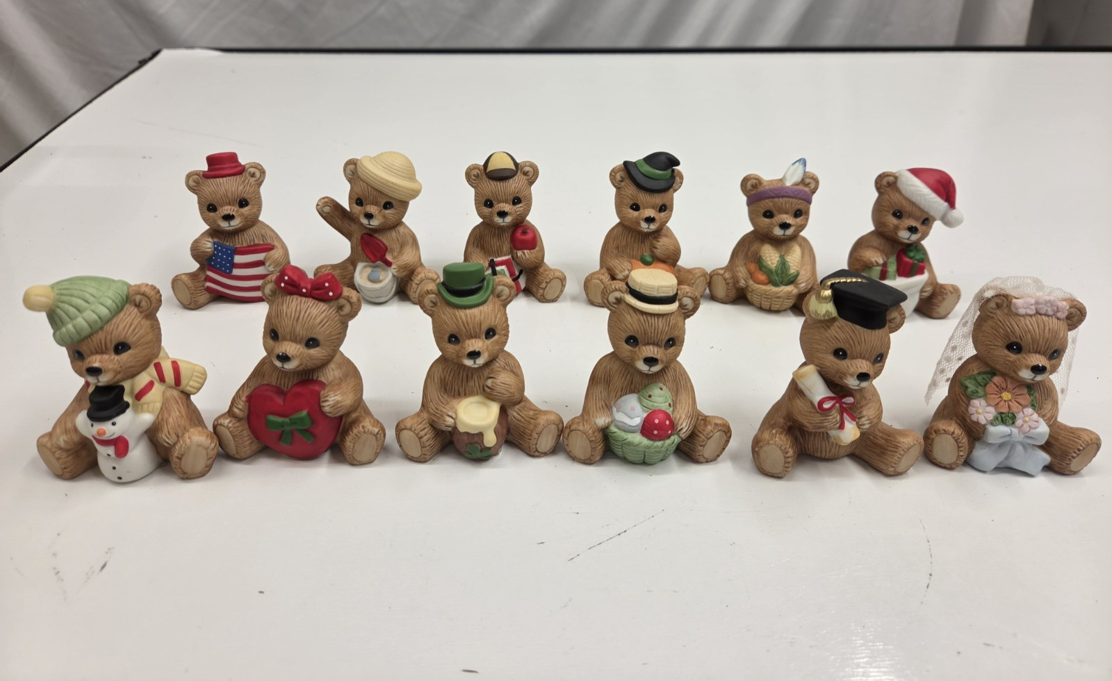 Homco Home Interiors Bear Holiday Seasonal Calendar Complete Set 12 Months 1413