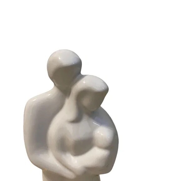 Handmade Sentimental Porcelain Family Sculpture Depicts Father Mother & Child