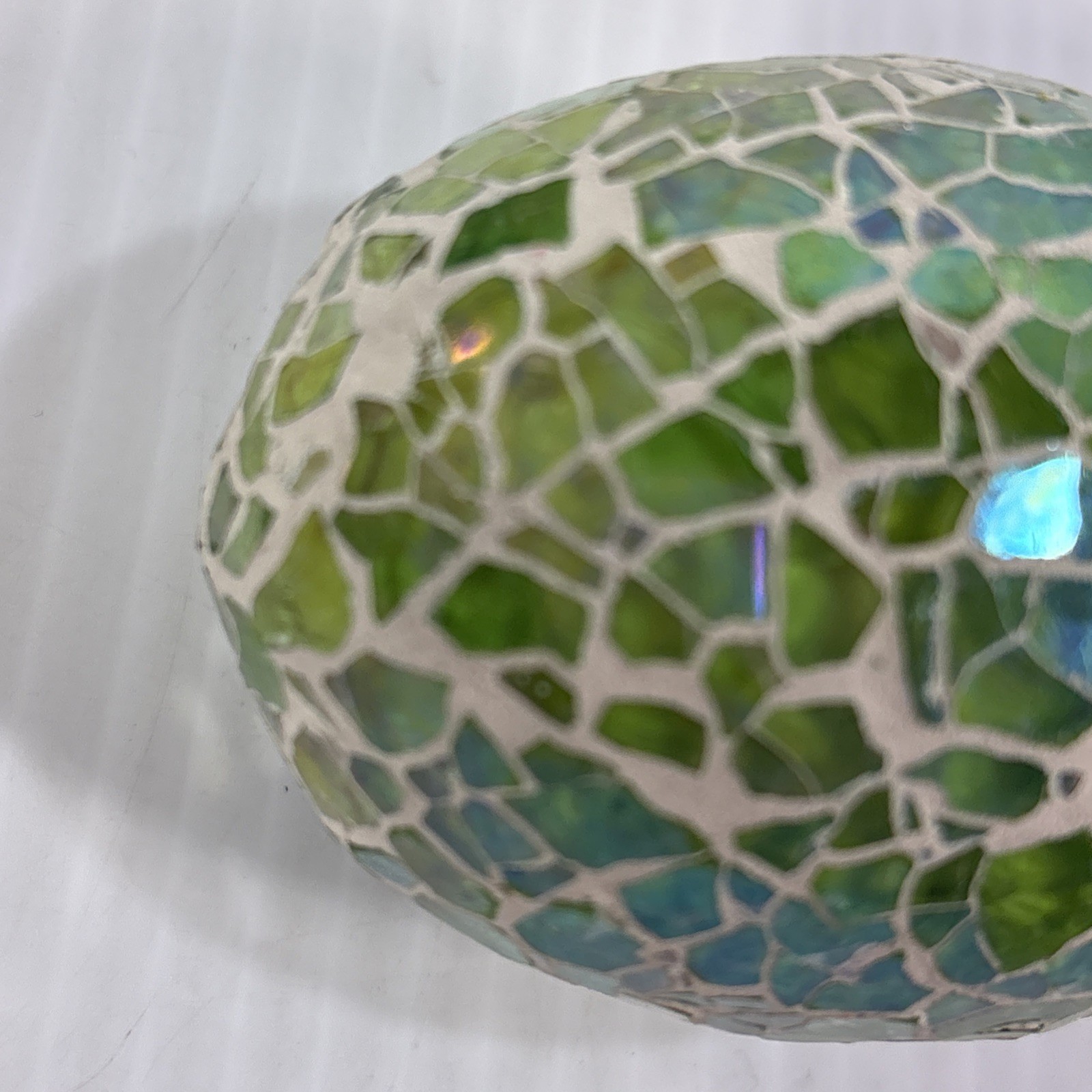 Multi Colored Mosaic Crackle Glass Egg Iridescent Ocean Spring Beach Pastel