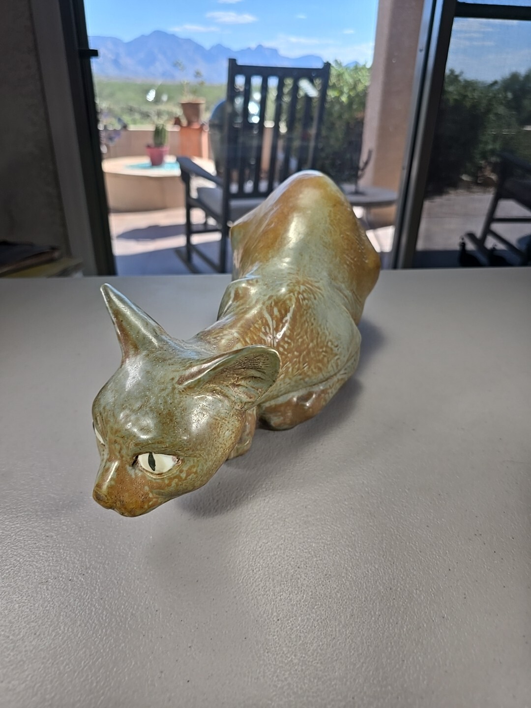 LLADRO #12001 “Cat” Gres Finish, Retired In 1975, 16.5″ LONG – REPAIRED READ