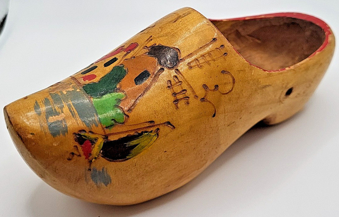 Vintage Decorative Dutch Wood Shoe 6 3/4 Inches Village Design Home Decor