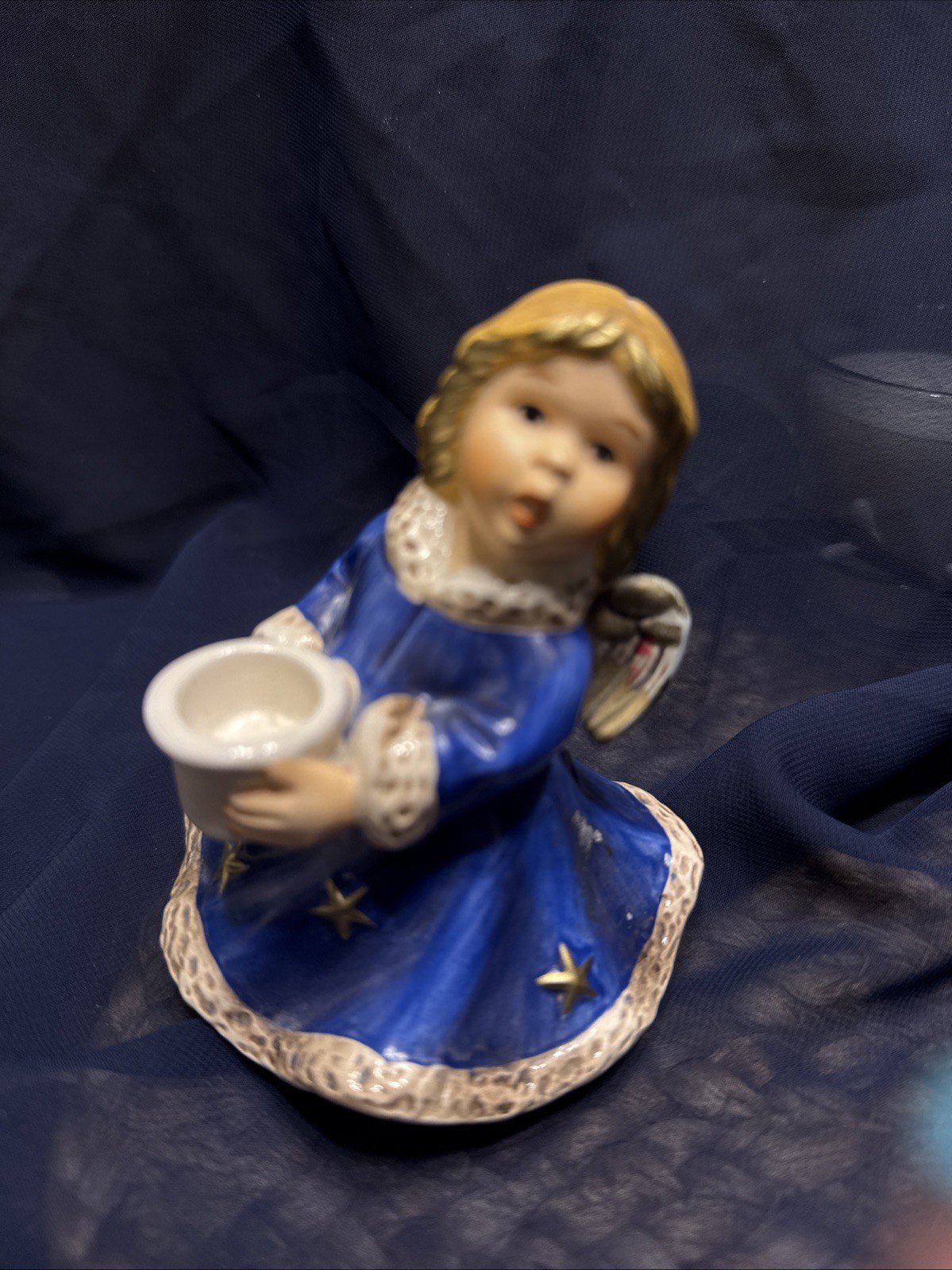 Hummel Goebel 42-328 15cm 1966 Krobek Blue Angel Candle Holder