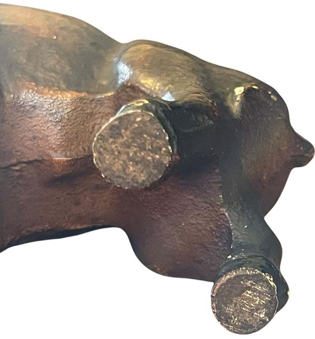 BUFFALO TANK BT CAST IRON BISON BUFFALO FIGURINE PAPERWEIGHT BETHLEHEM STEEL 5″