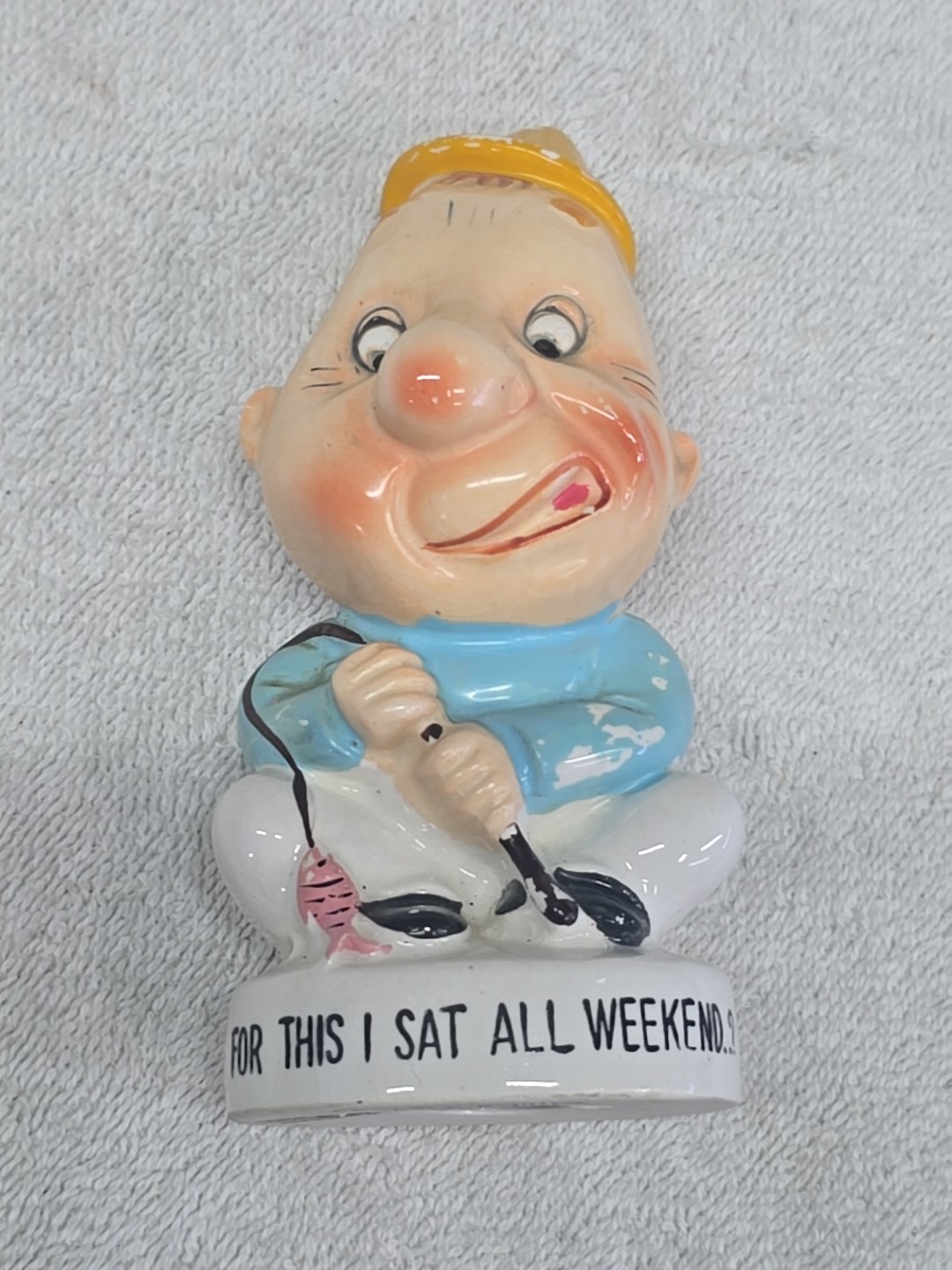 Vintage Shafford Perfect Sports 1959 Ceramic Funny Fisherman 4.5″ Figurine Japan