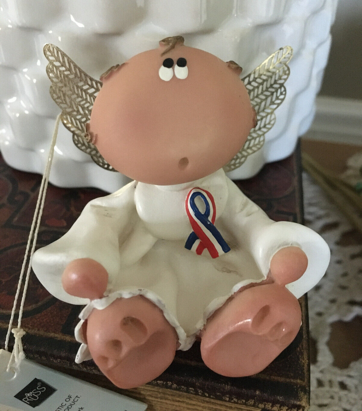 Angel Cheeks Patriotic Guardian Angel By Kirks Kritters 2001 Poam Card Ribbon