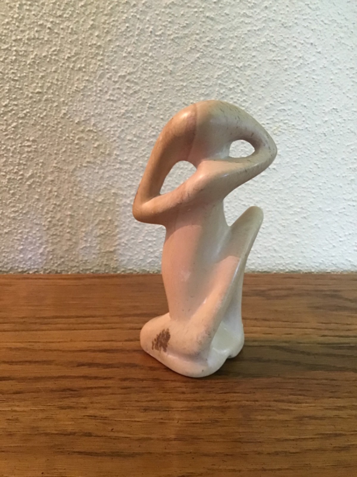 2 Hand Carved Soapstone Figures Thinking Man Abstract Statues Made in Kenya-