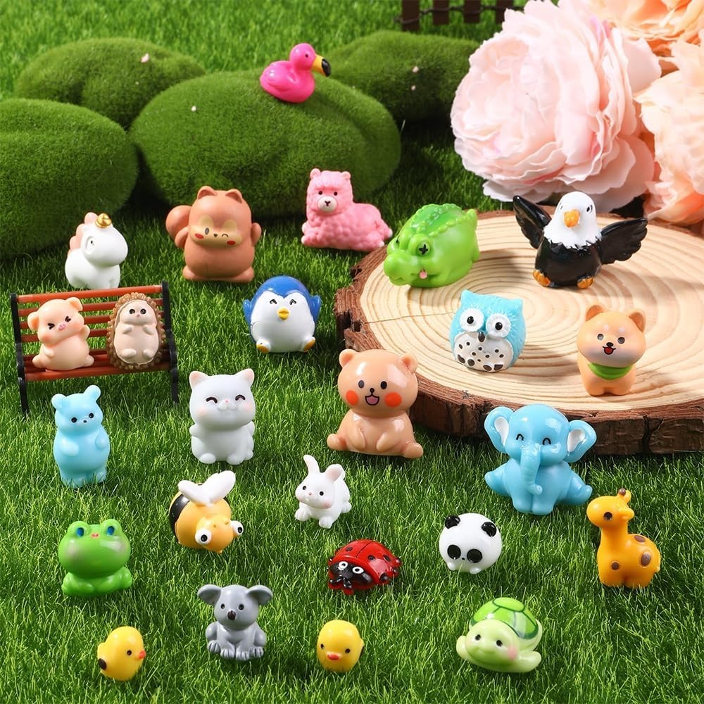 50pcs Mini Animal Figures in 50 Styles for Crafts, Party Favors & Decor