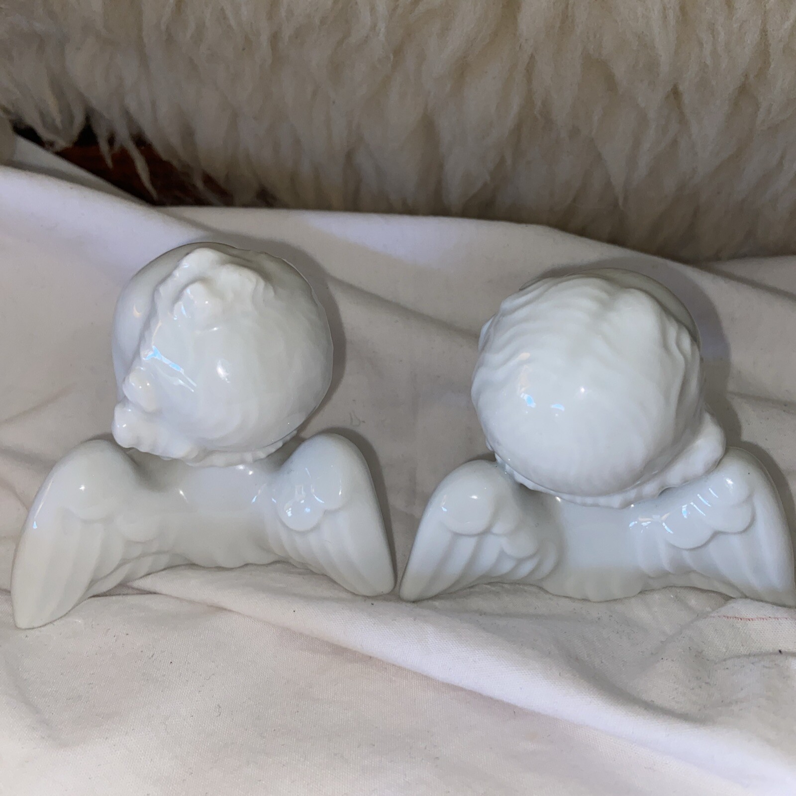 2 Vintage AUGARTEN VIENNA WIENER BLANC DE CHINE CHERUB ANGEL. See