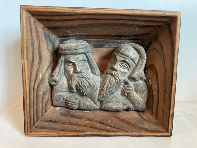 Vintage Józef Hłasko Two Wise Men Relief Shadow Box Wrocław Poland St. Elizabeth
