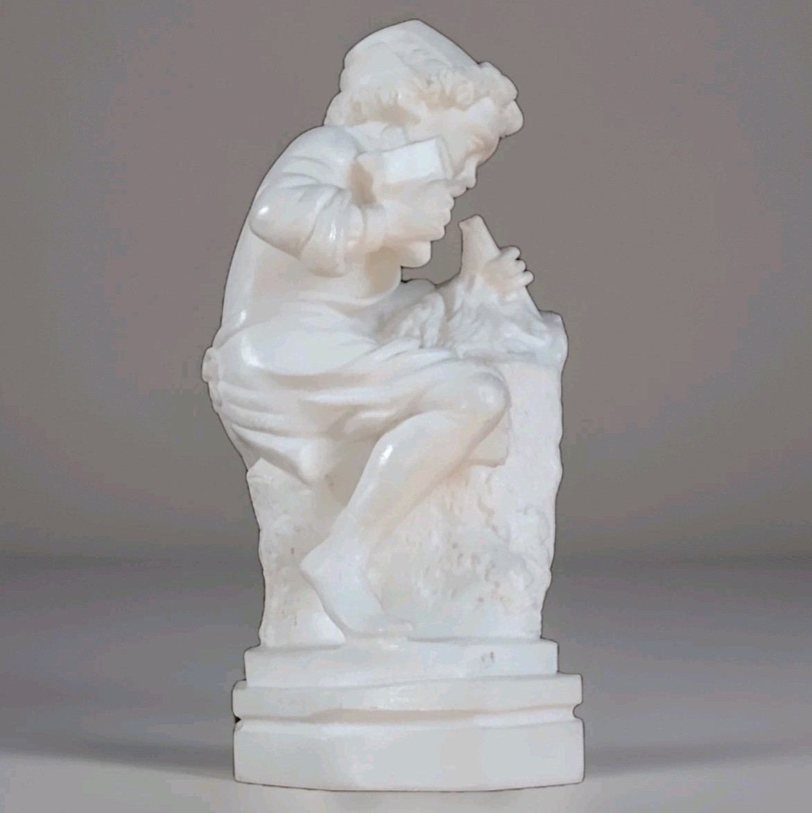 Young Michelangelo 5.75″ Sculptor with Chisel & Stone Sculpture Vtg Statue Italy