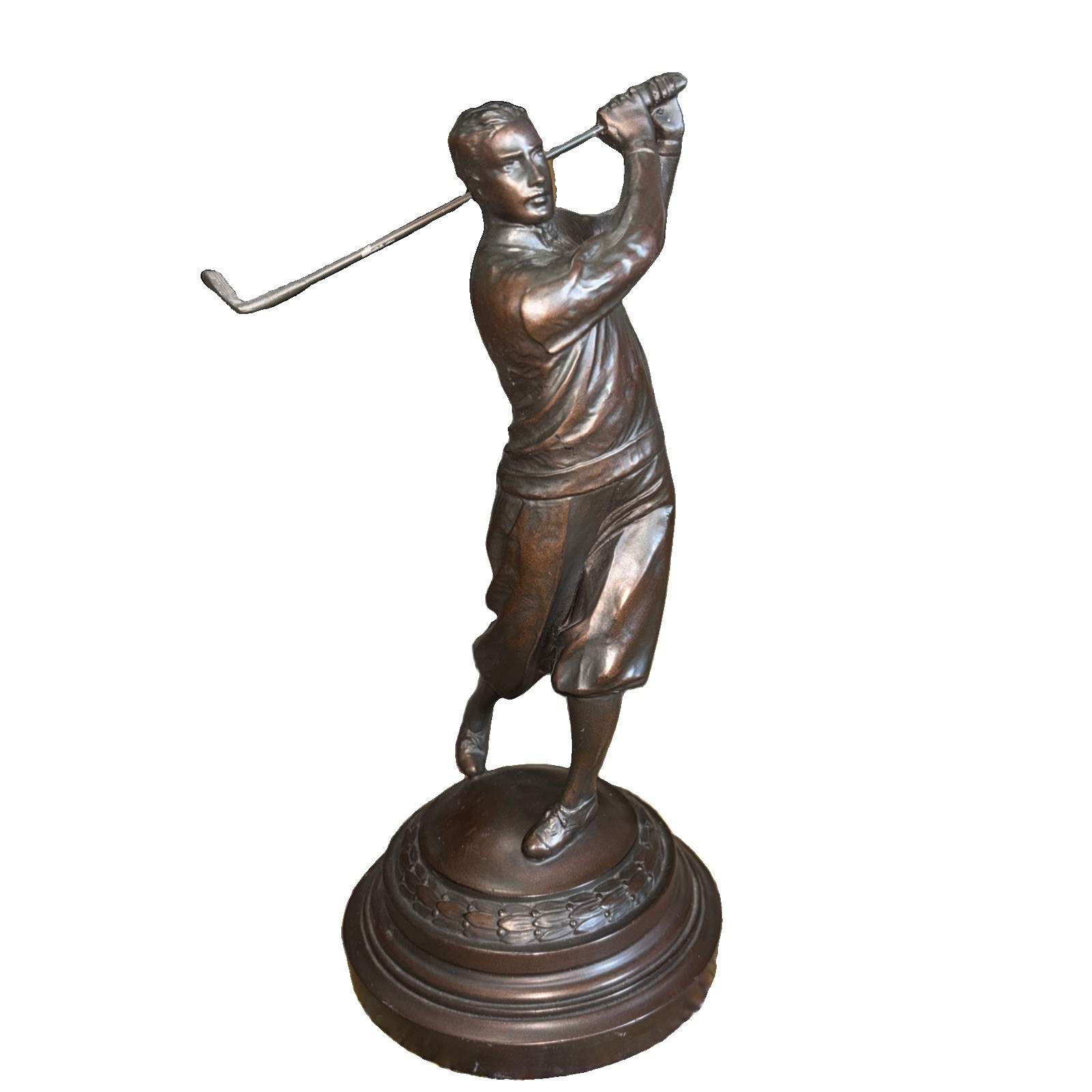 Vintage Golf Statue Bronze Male Golfer Figurine 3lb Made In USA Decor Trophy
