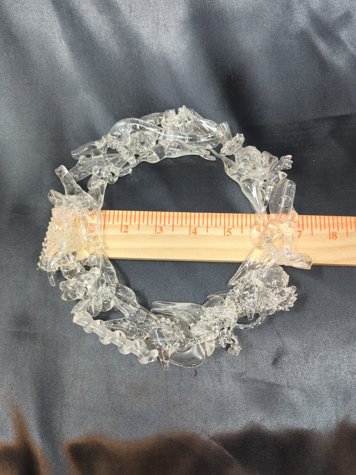 Clear Glass Wreath Figure Glass Decor Christmas Holiday Circle Figurine New
