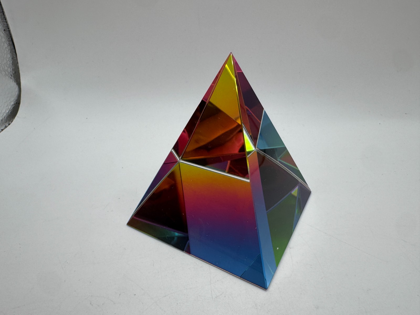 Crystal Iridescent Pyramid – Rainbow Colors 2.5″ Paperweight Desk Decor