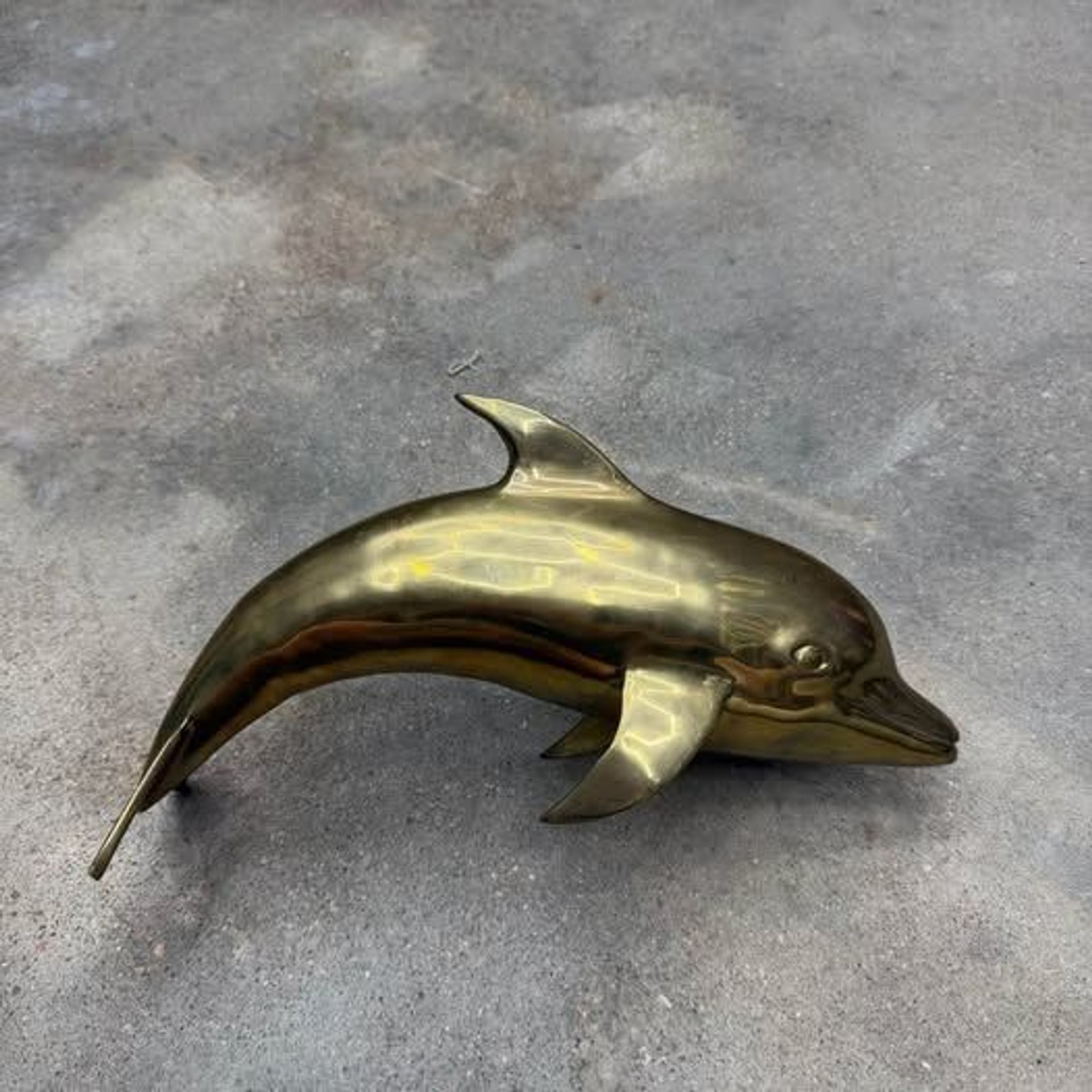 Dolphin Sculpture/Sea Life Figurine Vintage Brass 13.5″ x 7″