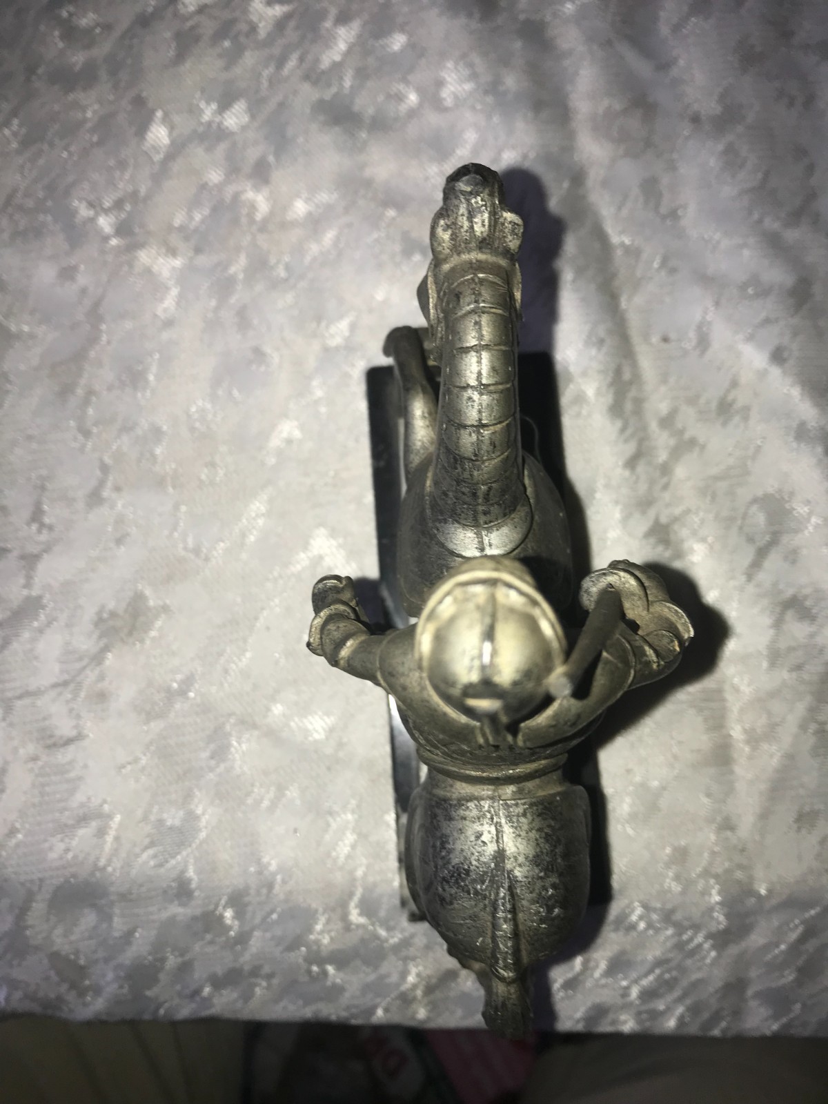 Vintage DEPOSE Italy MEDIEVAL KNIGHT on HORSE Armor FIGURINE Marble Base 6¾”Tall