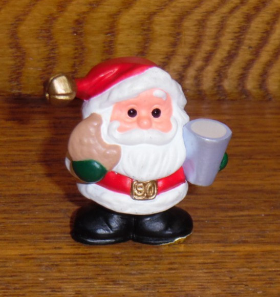 Hallmark 1990 Merry Miniatures Milk & Cookies Santa Christmas Figurine – 1 3/8″