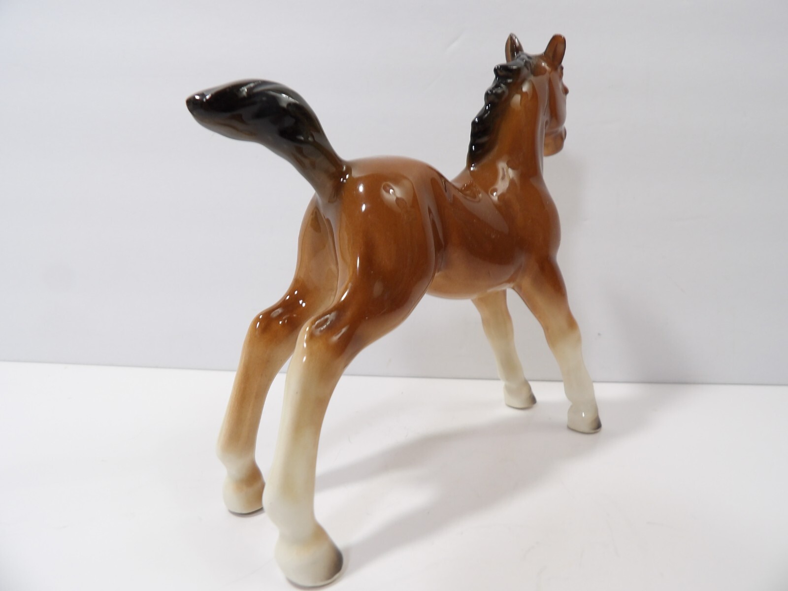Old Nippon Yoko Boeki Company Porcelain Brown Foal Horse Figurine ~ 4 5/8″ Tall