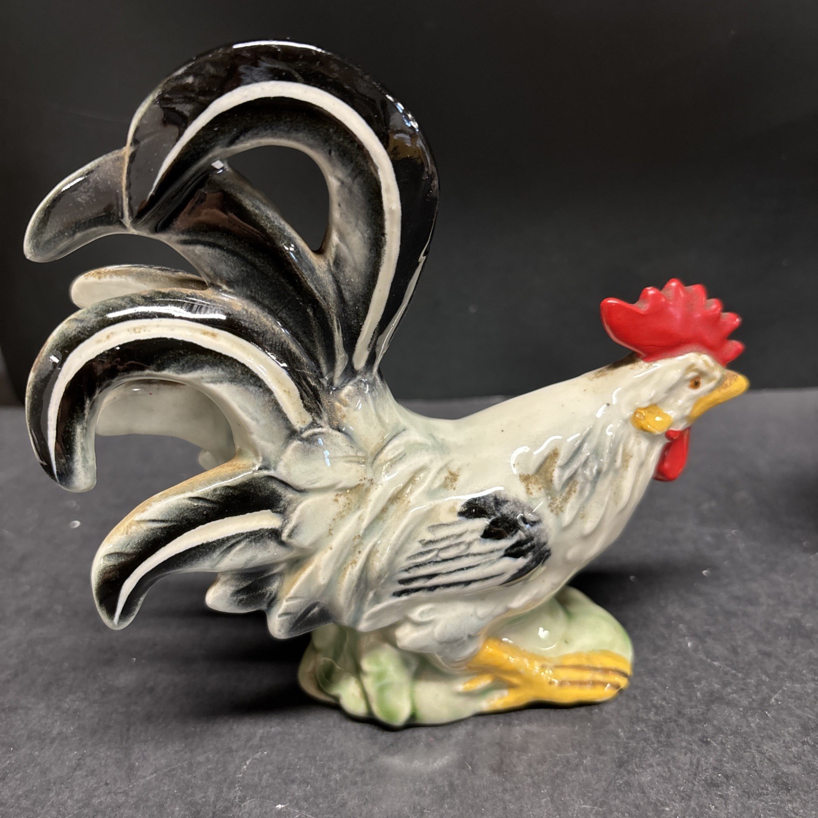 Vintage Pair Porcelain Rooster Figurines By Lefton JAPAN