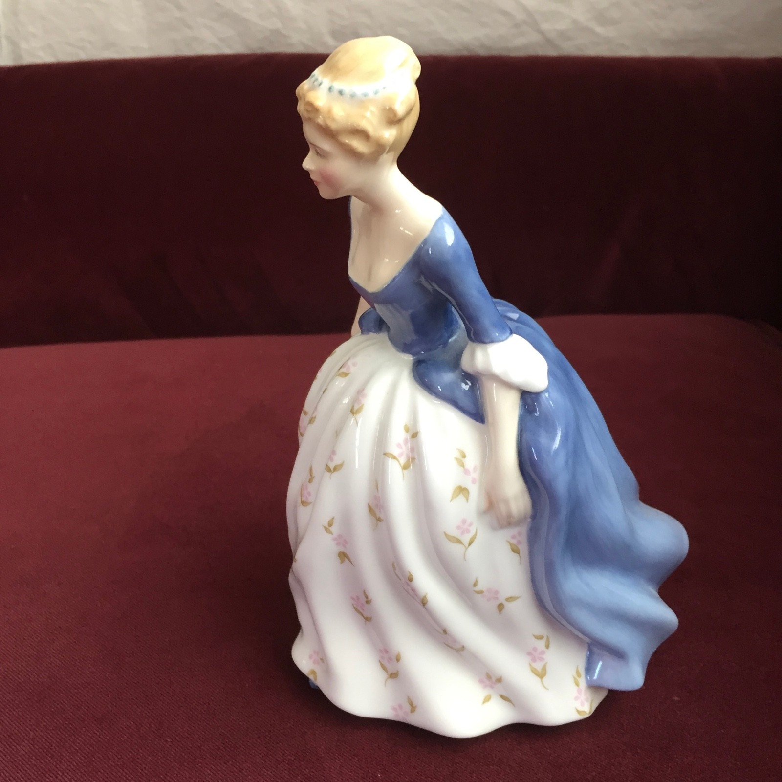 Royal Doulton Alison, Whimsical Pretty Lady Blue Floral, Vintage Bone China 2336