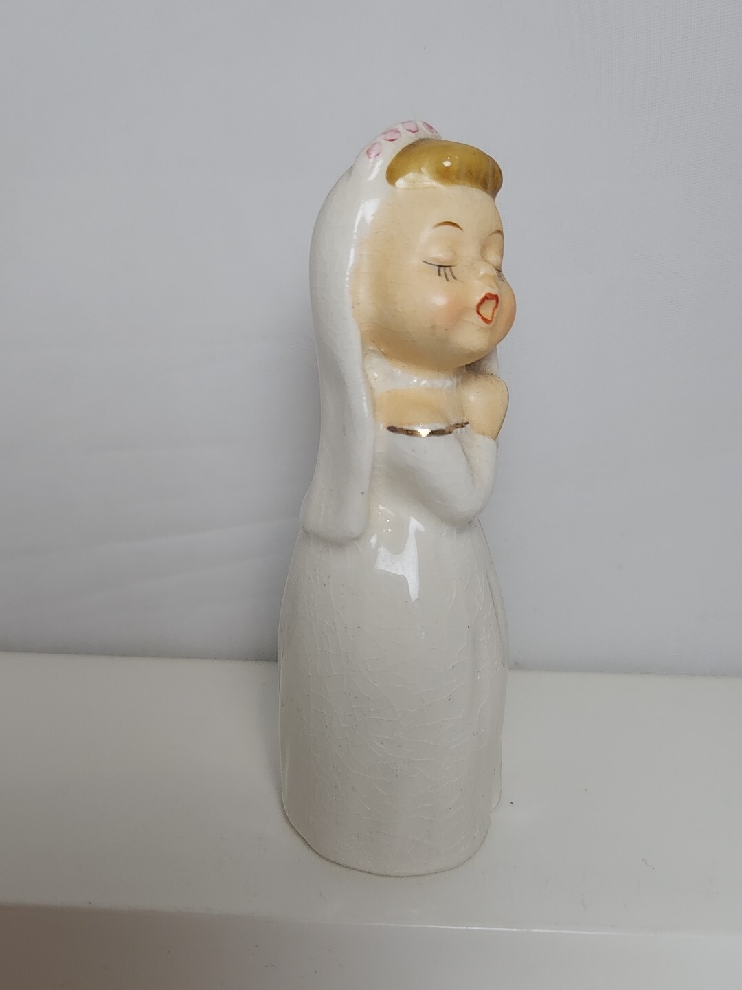 Vtg 1950’s NAPCO Japan Kissing Bride Figurine Cake Topper Single Piece 4.25″ H