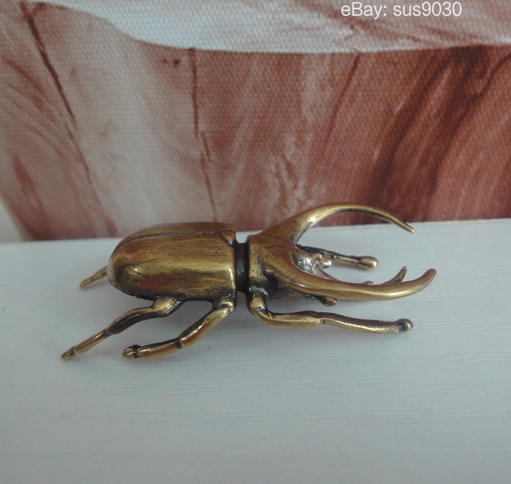 Solid Brass Rhinoceros Insect Statue Home Ornament Birthday Gifts