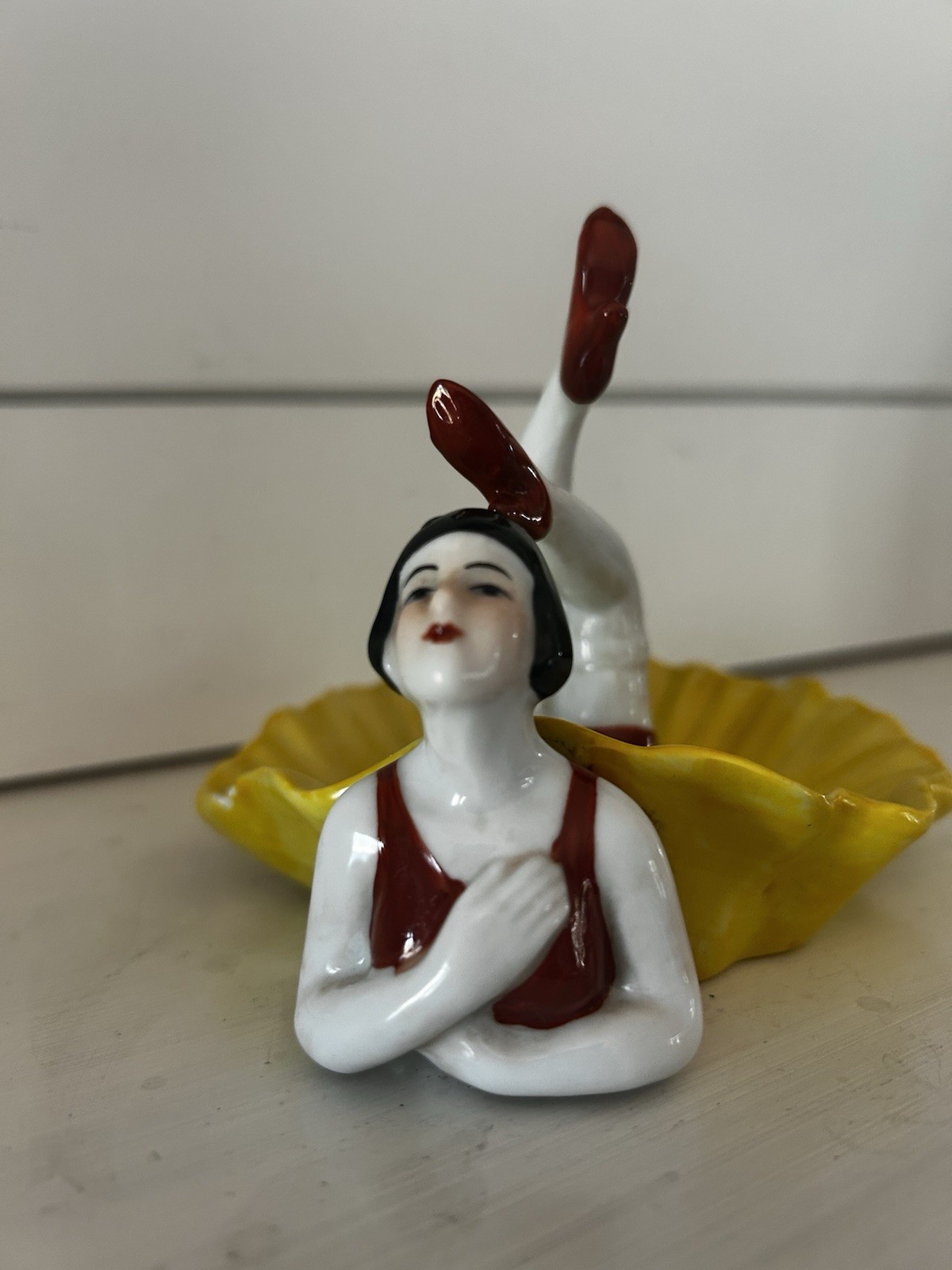 ART DECO FLAPPER PIN CUSHION BATHING BEAUTY PORCELAIN NO GALLUBA