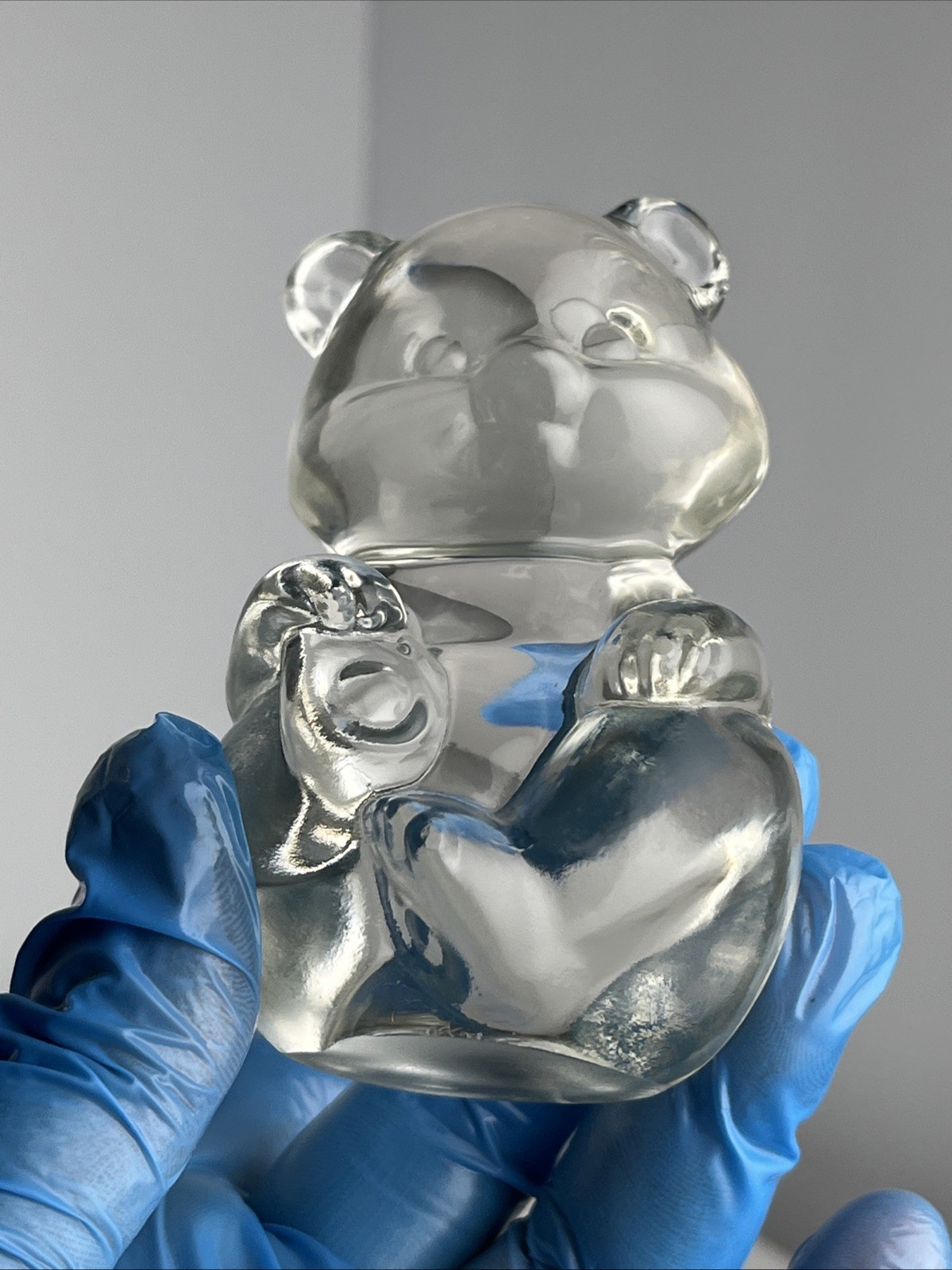 Fenton Art Glass Bear Figure Clear Sitting Paperweight Figurine 3.75” in