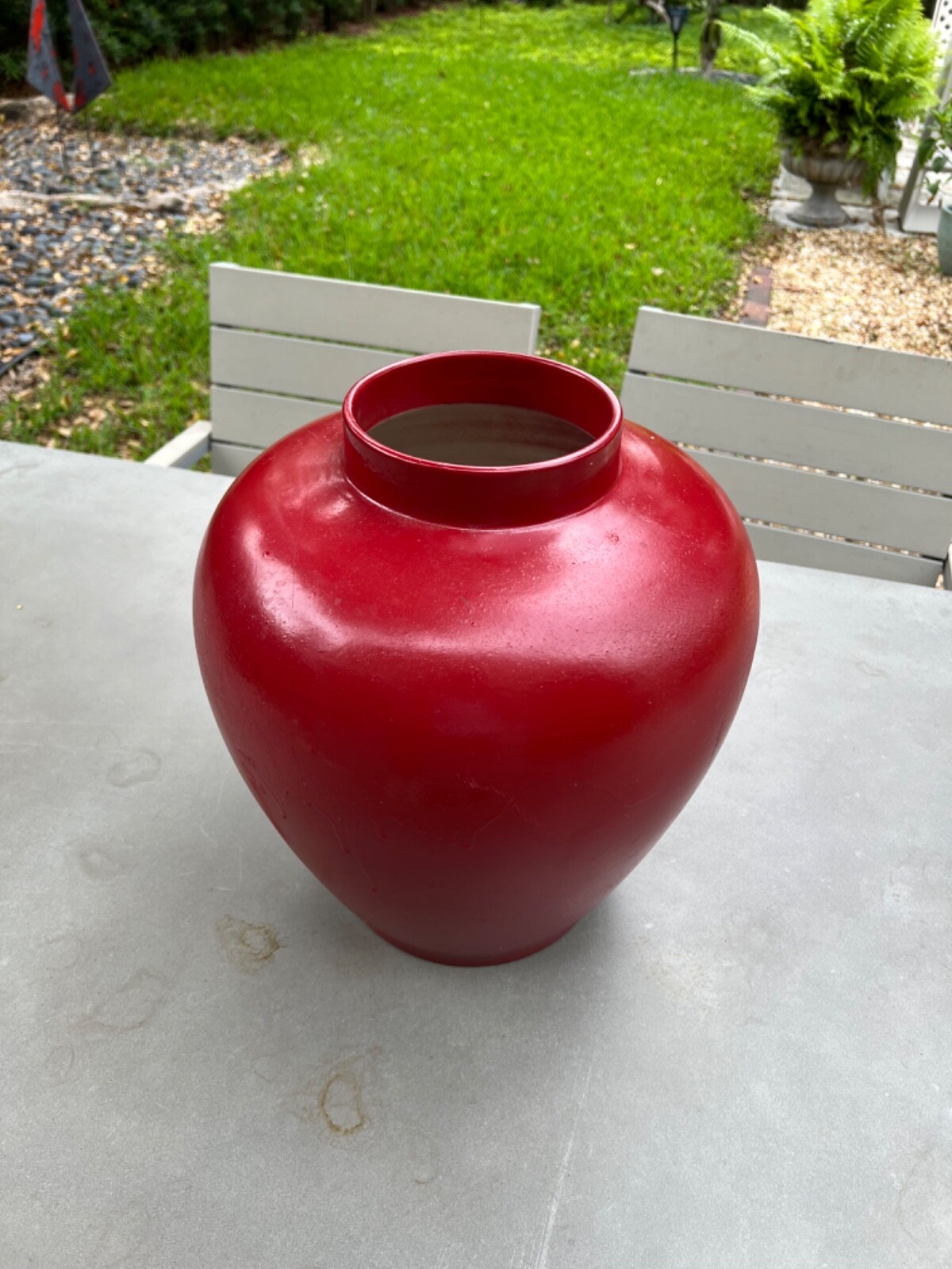 Rare 1970s TOMASSO BARBI Blood Red Ceramic Vessel (15”h) – Made in Italy