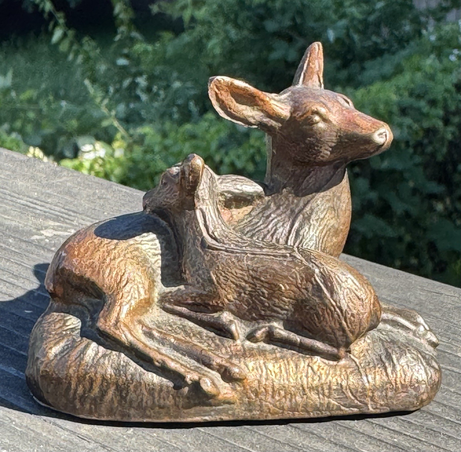 Vintage H Vanwolf Brass/Bronze Lying Down Doe Fawn Figurine L 3.25” H 2.5”
