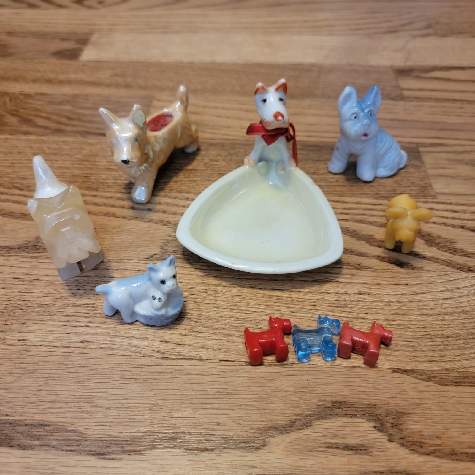 Lot of 6 Various Dog Figurines Various Breeds Vintage Ceramic Porcelain Japan