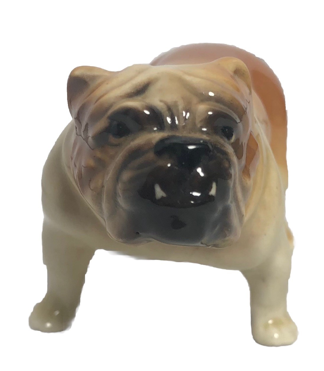 PORCELAIN Figurine DOG English Bulldog Glass Figure 3.5”