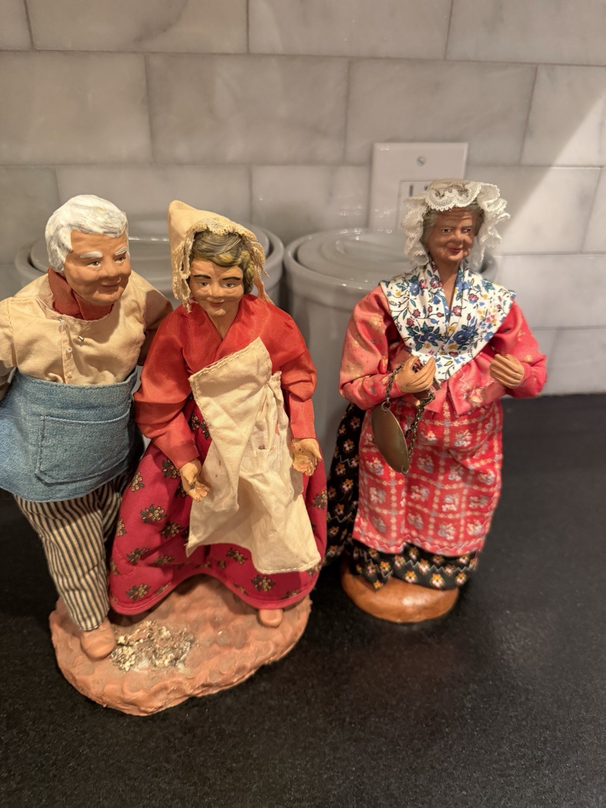 VINTAGE TERRA COTTA SANTON DE PROVENCE FRANCE DOLLS SIGNED J.P. MARINACCI GREOUX