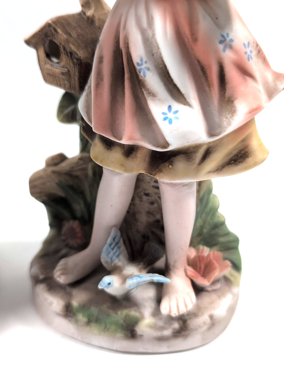 Vintage Homco Porcelain Figurine Lot Country Girl Birds + Farm Boy Rooster