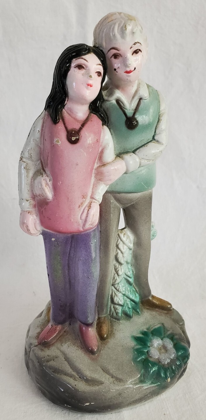 Wedding Cake Topper Retro Couple Hippie Mod 60s 70s Vintage Beatnik Rare
