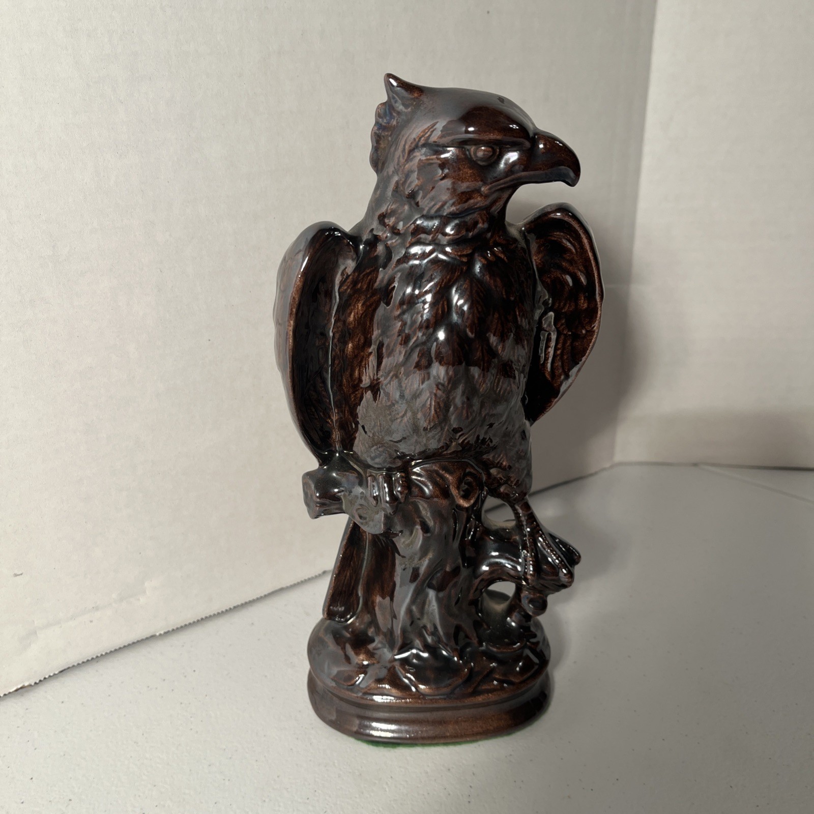 Vtg Audrey Falcon Ceramic statue 10” In Beautiful Bronze Look Color