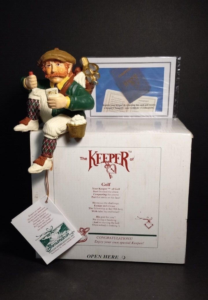 GOLFER FIGURINE, SHENANDOAH DESIGNS, “A KEEPER”, Figurine 1995 in original box