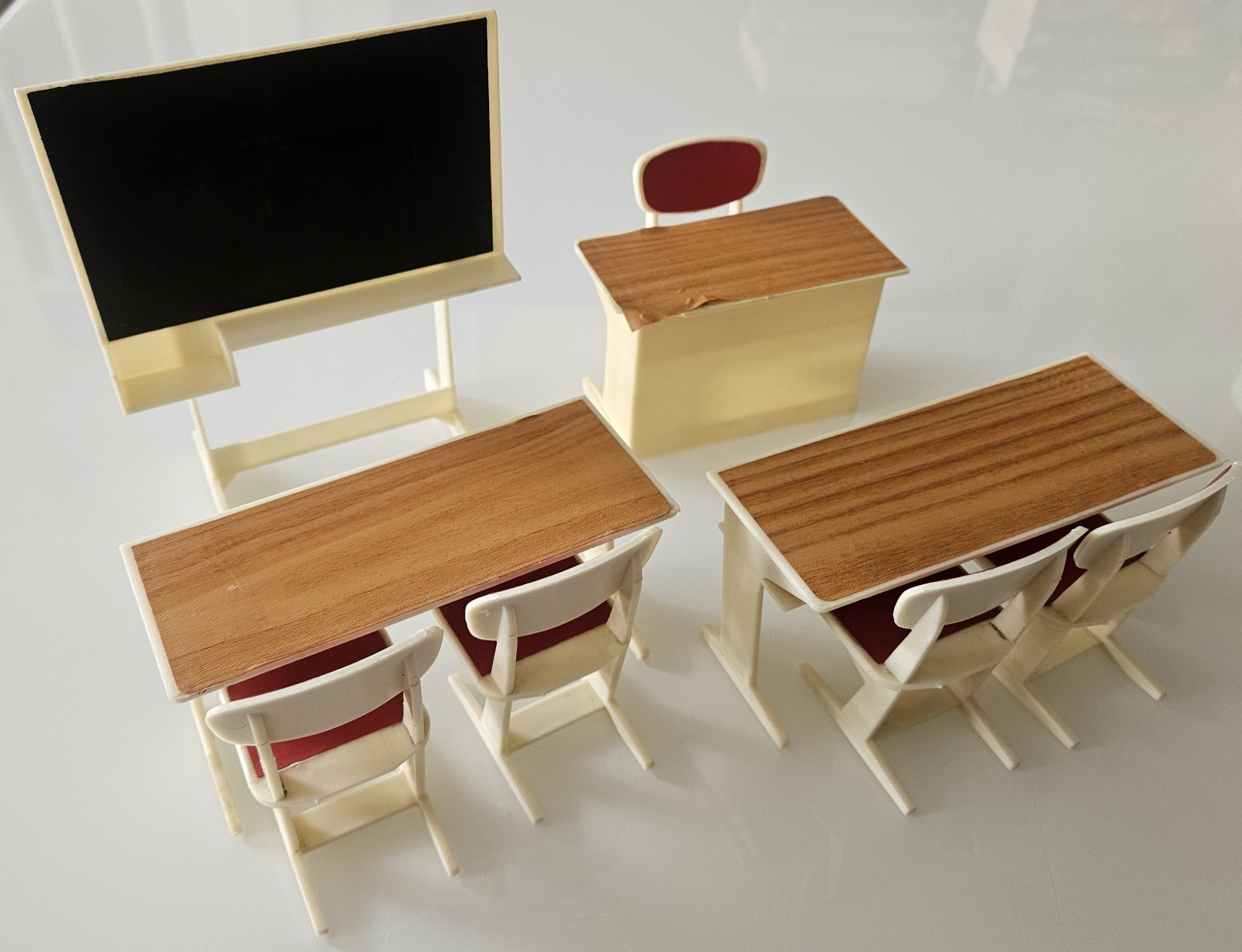 Vintage Kunstlerschunz West Germany Dollhouse Classroom Furniture Set 1960s