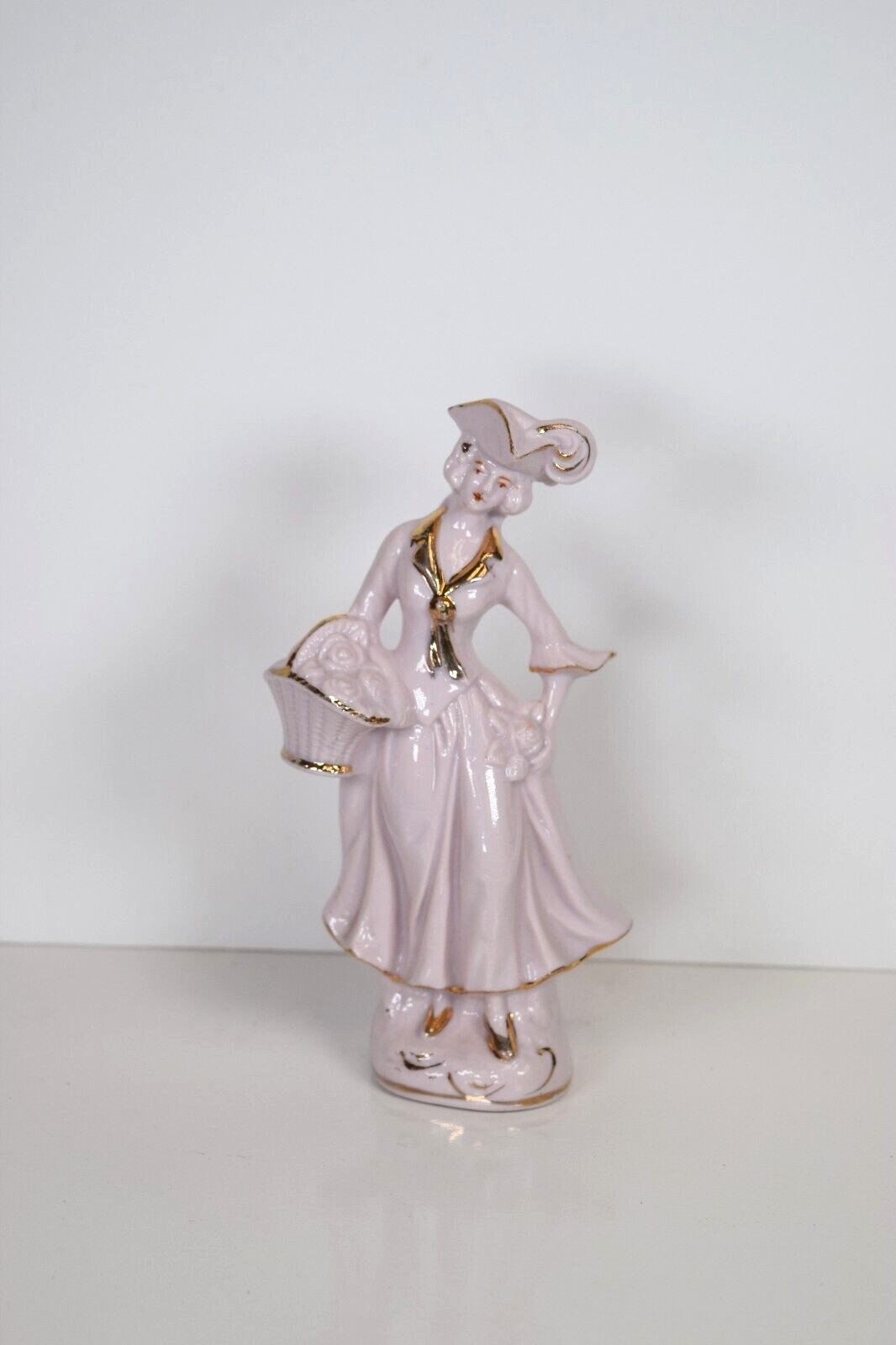 Vintage Porcelain Elegant Lady in a Tricorn Hat Mid Century Figurine