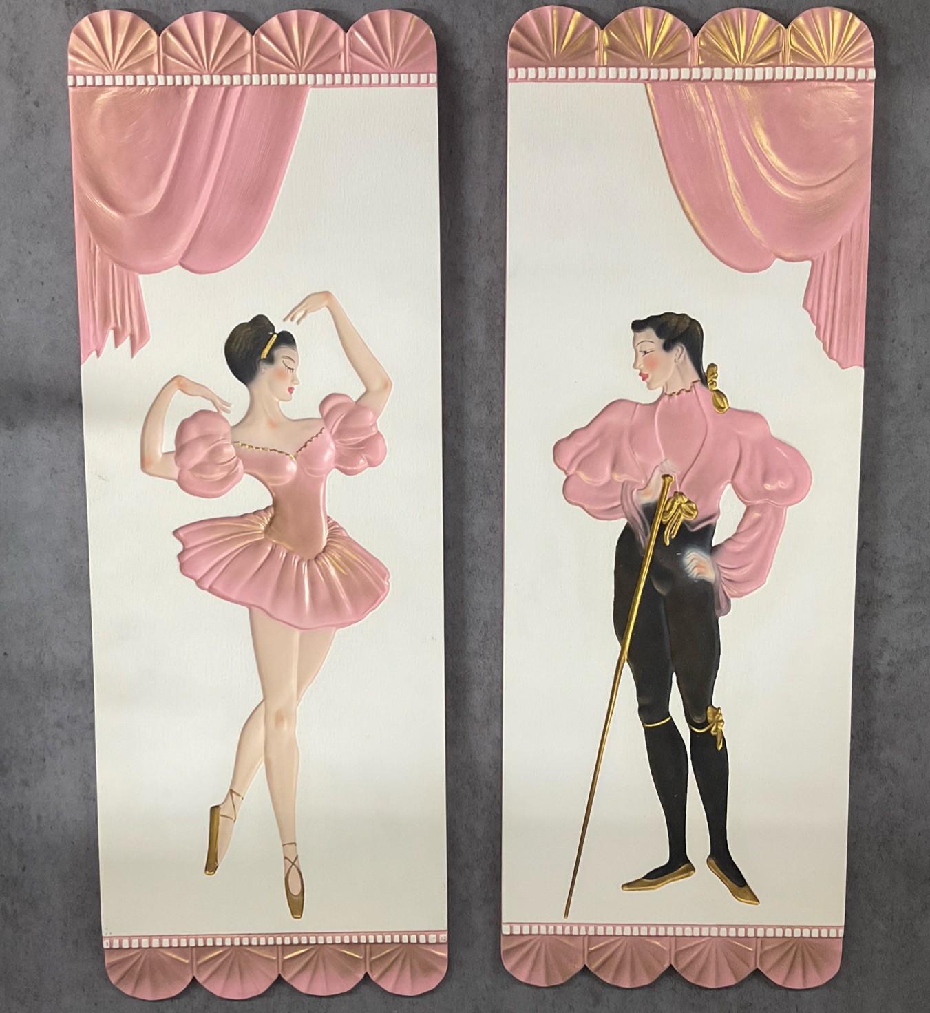 Coventry Ware Ballet Dancers Set Of 2 Chalkware Plaques