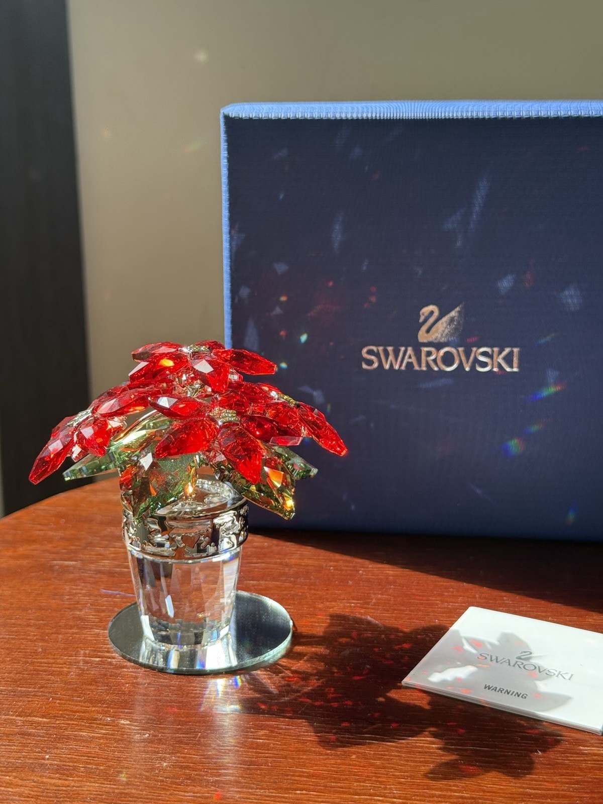 SWAROVSKI CRYSTAL POINSETTIA LARGE 1139997 MIB FLOWERS RED CHRISTMAS
