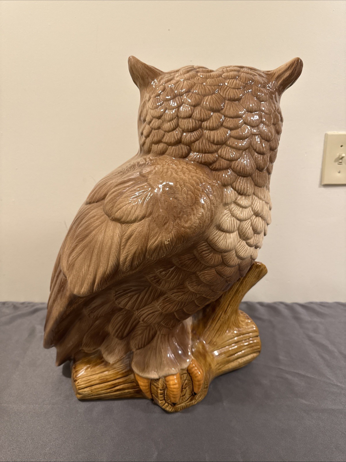 Vintage Huge 21″ Ceramic Owl Atlantic Mold Mid Century Figurine Décor Excellent!