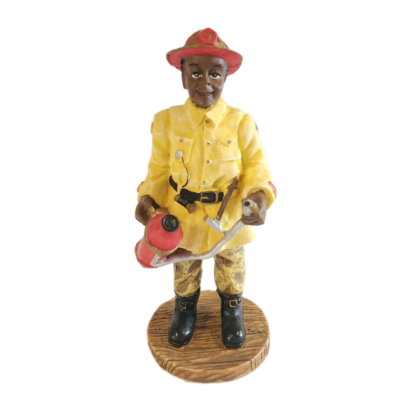 Vtg African American Professional Firefighter Yellow Coat Figurine 1990s
