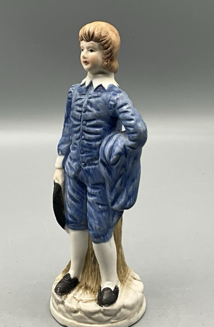 Vintage Blue Boy Figurine Hairline crack in Wrist see photos