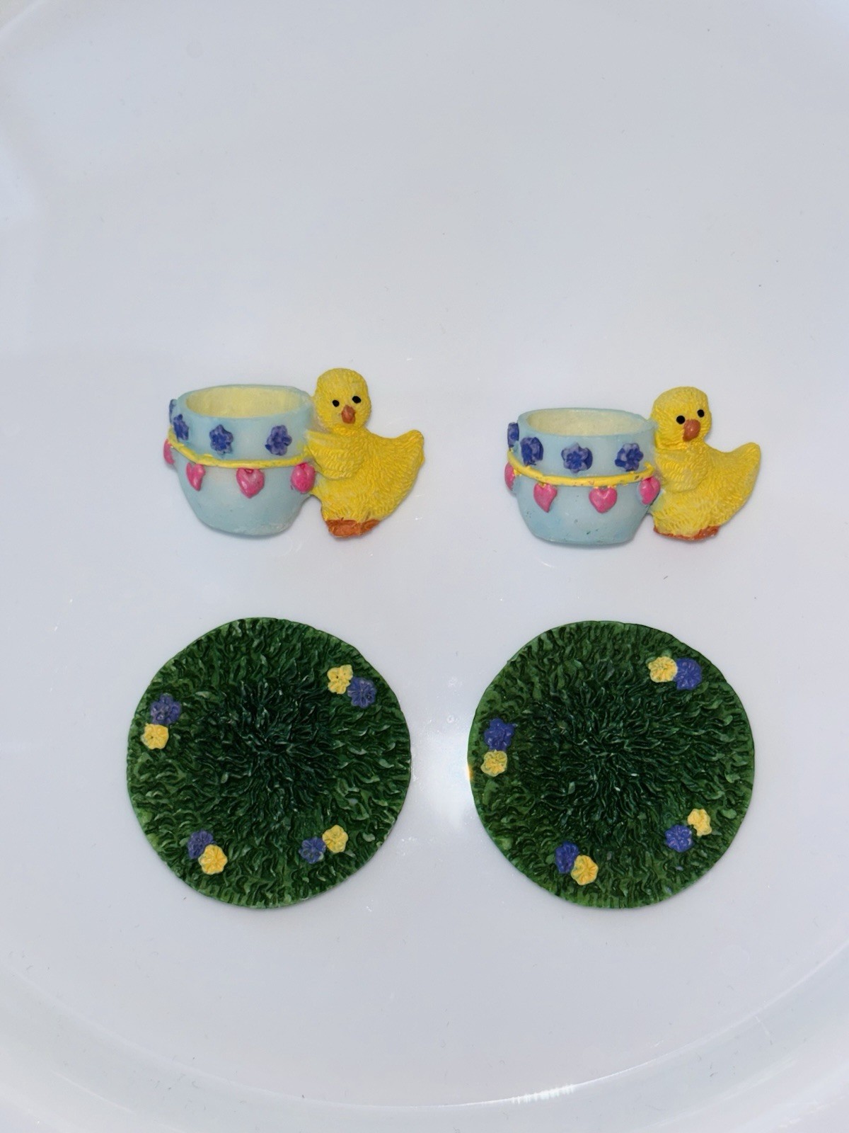 10 Pc Mini Resin Tea Set With Bird House Chicks, Nest, Teapot Adorable Details