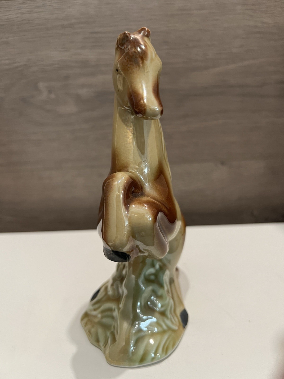 Classic Lusterware Ceramic Horses 4053 Brown Tan Made in Brazil 7” Tall